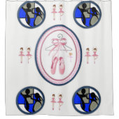 kinderen dansen witte blauwe gordijnmeisjes douchegordijn (Voorkant)