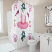 kinderen dansen witte roze douwergordijnmeisjes douchegordijn (In situ)