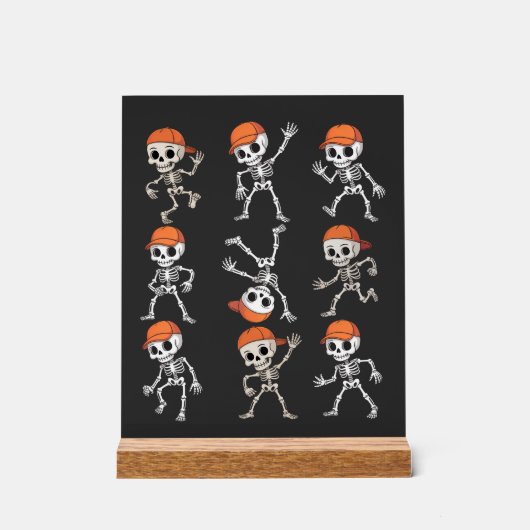 Kinderen Dansend Skelet Halloween Acryl Bord (Voorkant)