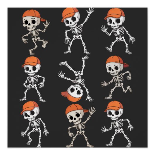 Kinderen Dansend Skelet Halloween Perfect Poster (Voorkant)