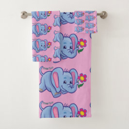 Kinderen Dansende Olifant Daisy Badhanddoek Set Bad Handdoek