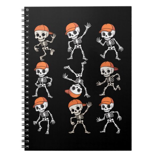 Kinderen Dansende Skelet Halloween Notitieboek (Voorkant)