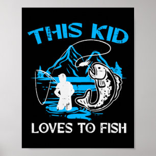 Kinderen Deze Kid Loves To Visserij Schattige Jong Poster
