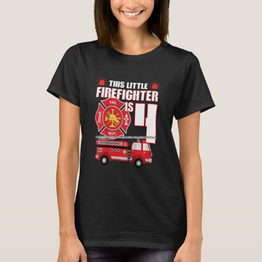 Kinderen deze kleine brandweerman is vier jaar oud t-shirt (Voorkant)