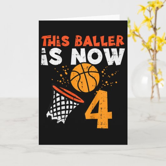 Kinderen Deze Ller Is Nu 4 Sketll 4de Verjaardag B Kaart (Gele Bloem)