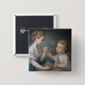 Kinderen die bellen blazen vierkante button 5,1 cm (Voorkant /achterkant)