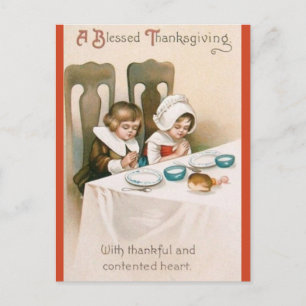  kinderen die bidden voor de Thanksgiving Briefkaart