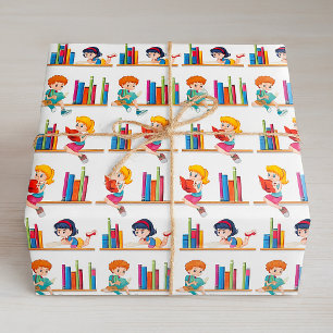 Kinderen die boeken lezen cadeaupapier