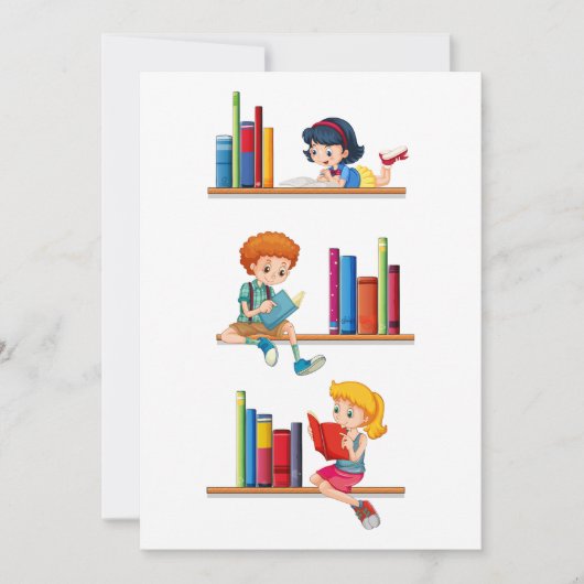 Kinderen die boeken lezen kaart (Voorkant)