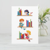 Kinderen die boeken lezen kaart (Staand voorkant)