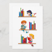 Kinderen die boeken lezen kaart (Voorkant / Achterkant)