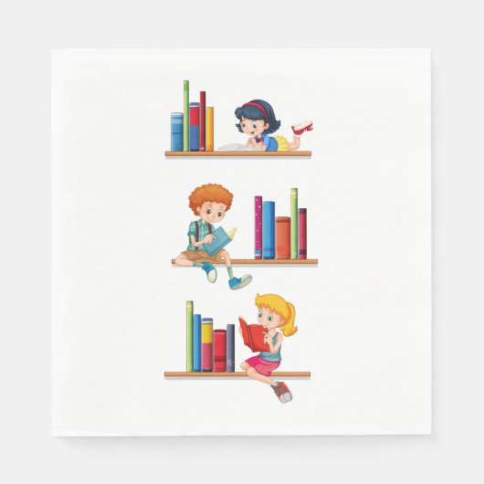 Kinderen die boeken lezen op een plank servet (Voorkant)