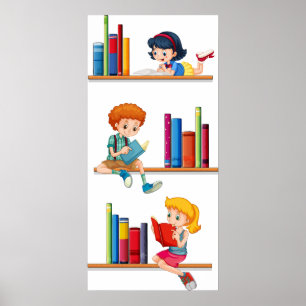Kinderen die boeken lezen poster