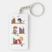 Kinderen die boeken lezen sleutelhanger (achterkant)