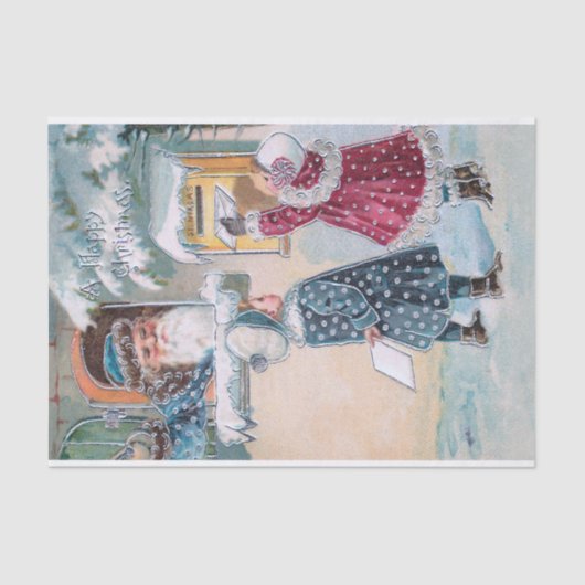  kinderen die brieven naar de Kerstman in sneeuw s Tissuepapier (Voorkant)