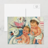  kinderen die bubbels spelen in de Bathtub van Swa Briefkaart (Voorkant / Achterkant)