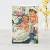 kinderen die bubbels spelen in de Bathtub van Swa Kaart (Gele Bloem)