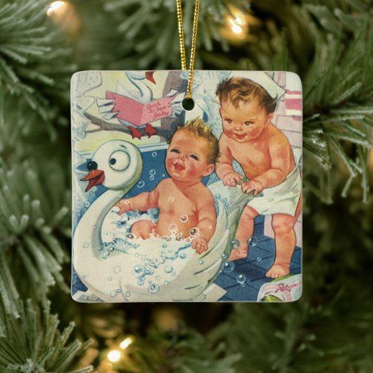  kinderen die bubbels spelen in de Bathtub van Swa Keramisch Ornament (Boom)