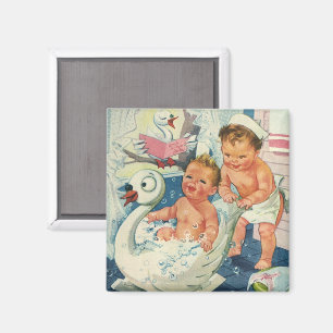  kinderen die bubbels spelen in de Bathtub van Swa Magneet