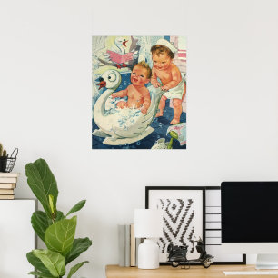 kinderen die bubbels spelen in de Bathtub van Swa Poster