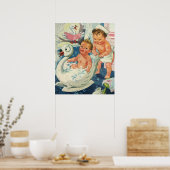 kinderen die bubbels spelen in de Bathtub van Swa Poster (Keuken)