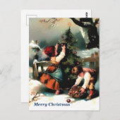  kinderen die buiten de kerstboom decorteren briefkaart (Voorkant / Achterkant)