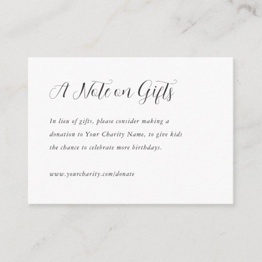 Kinderen die dag doneren in Lieu van geschenken Informatiekaartje (Voorkant)