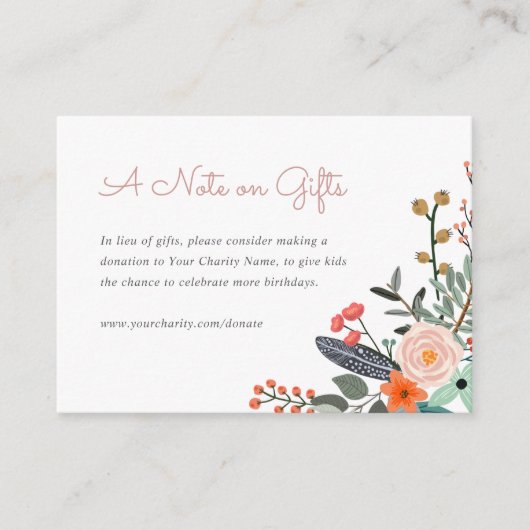 Kinderen die dag doneren in Lieu van geschenken Informatiekaartje (Voorkant)