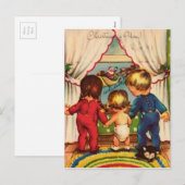  kinderen die de kerstman bekijken feestdagenkaart (Voorkant / Achterkant)