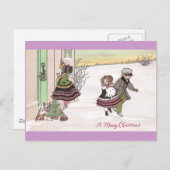 Kinderen die de klok rinkelen nadat ze cadeautjes  briefkaart (Voorkant / Achterkant)