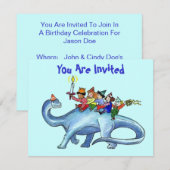 Kinderen die Dinosaur BIRTHDAY PARTIJEN INVITATIE Kaart (Voorkant / Achterkant)