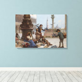 Kinderen die duiven voeden in Venetië (door Paolet Canvas Afdruk (Insitu (Houten vloer))