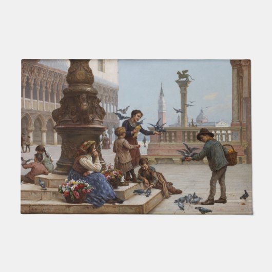 Kinderen die duiven voeden in Venetië (door Paolet Deurmat (Voorkant)