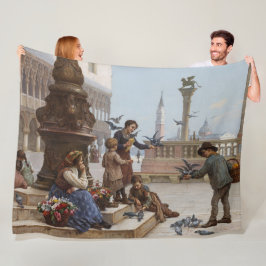 Kinderen die duiven voeden in Venetië (door Paolet Fleece Deken