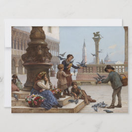 Kinderen die duiven voeden in Venetië (door Paolet Kaart