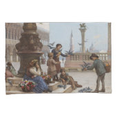 Kinderen die duiven voeden in Venetië (door Paolet Kussensloop (Voorkant-Rechts)