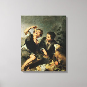 Kinderen die een knuppel eten, 1670-75 canvas afdruk