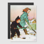 Kinderen die een sneeuwdagkaart hebben (Voorkant / Achterkant)