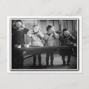 Kinderen die eten.  Frankrijk c1941 Briefkaart