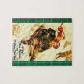 Kinderen die  gekleed zijn, zien er vrolijk kerstf legpuzzel (Horizontaal)