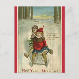  kinderen die gelukkig nieuwjaar slapen briefkaart