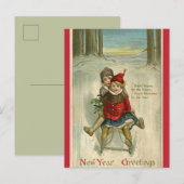 kinderen die gelukkig nieuwjaar slapen briefkaart (Voorkant / Achterkant)