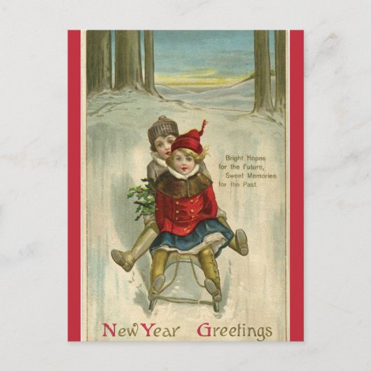 kinderen die gelukkig nieuwjaar slapen briefkaart (Voorkant)