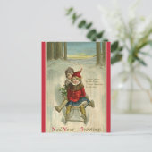 kinderen die gelukkig nieuwjaar slapen briefkaart (Staand voorkant)