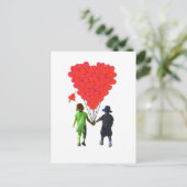 Kinderen die handen en hartvormige ballonnen vasth briefkaart (Staand voorkant)