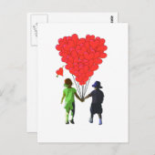 Kinderen die handen en hartvormige ballonnen vasth briefkaart (Voorkant / Achterkant)