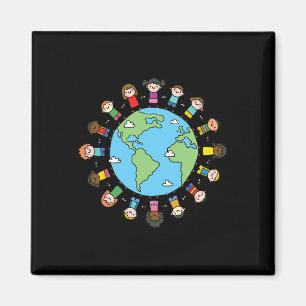 Kinderen die handen vasthouden Earth Day 2025 Teac Magneet