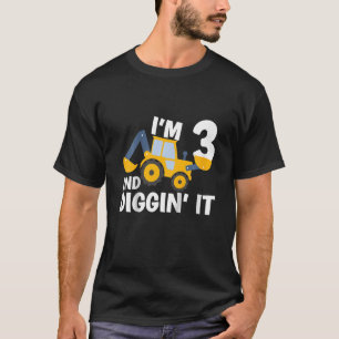 Kinderen die ik 3 ben en die het bouwgraafmachine  t-shirt