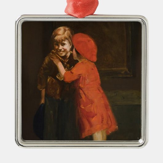 Kinderen die in de hoek spelen (Schattige kinderen Metalen Ornament (Voorkant)