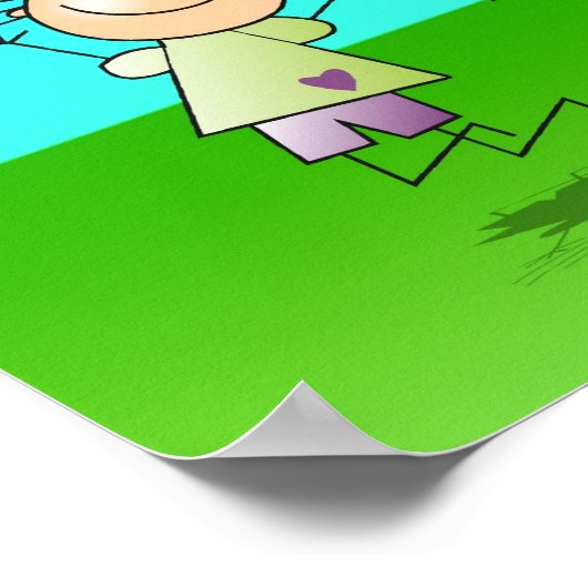 Kinderen die in de openlucht spelen op een zonnige poster (Hoek)